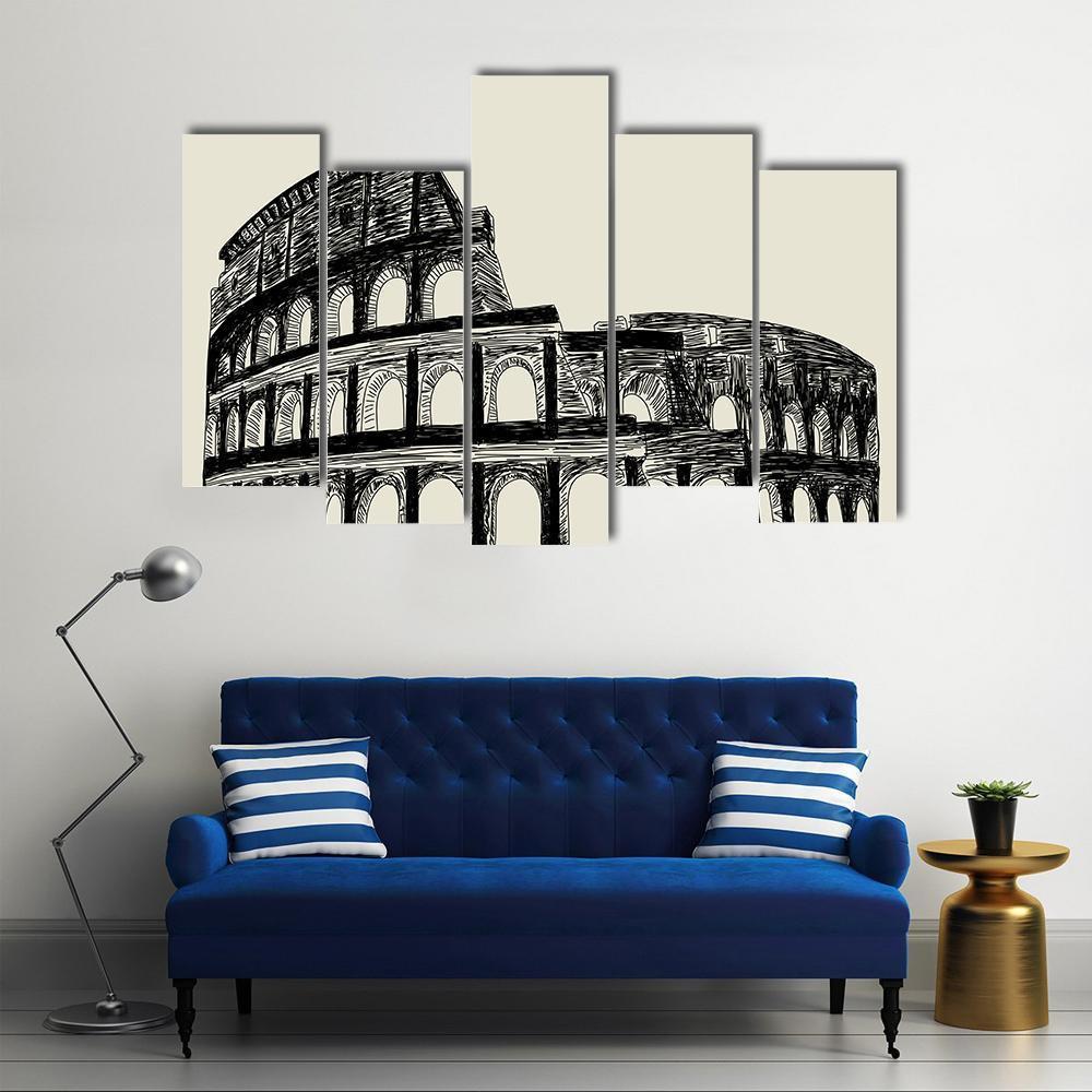 Roman Coliseum Canvas Wall Art-5 Pop-Gallery Wrap-47" x 32"-Tiaracle