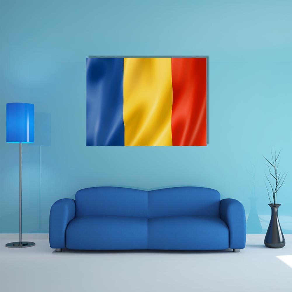 Romania Flag Canvas Wall Art-1 Piece-Gallery Wrap-48" x 32"-Tiaracle