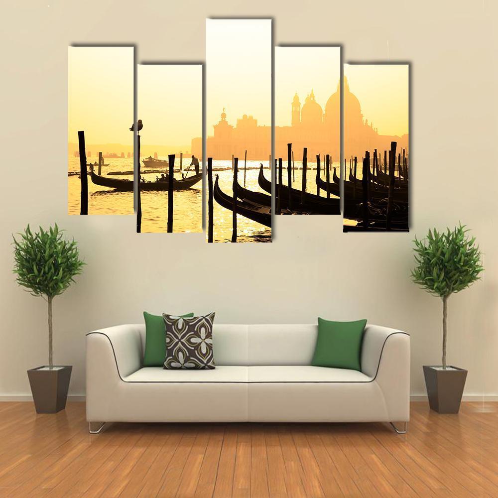 Romantic Italian City Of Venice (Venezia) Canvas Wall Art-5 Pop-Gallery Wrap-47" x 32"-Tiaracle