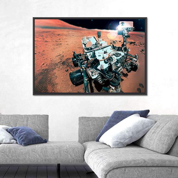 Rover On Mars Surface Canvas Wall Art-1 Piece-Floating Frame-24" x 16"-Tiaracle