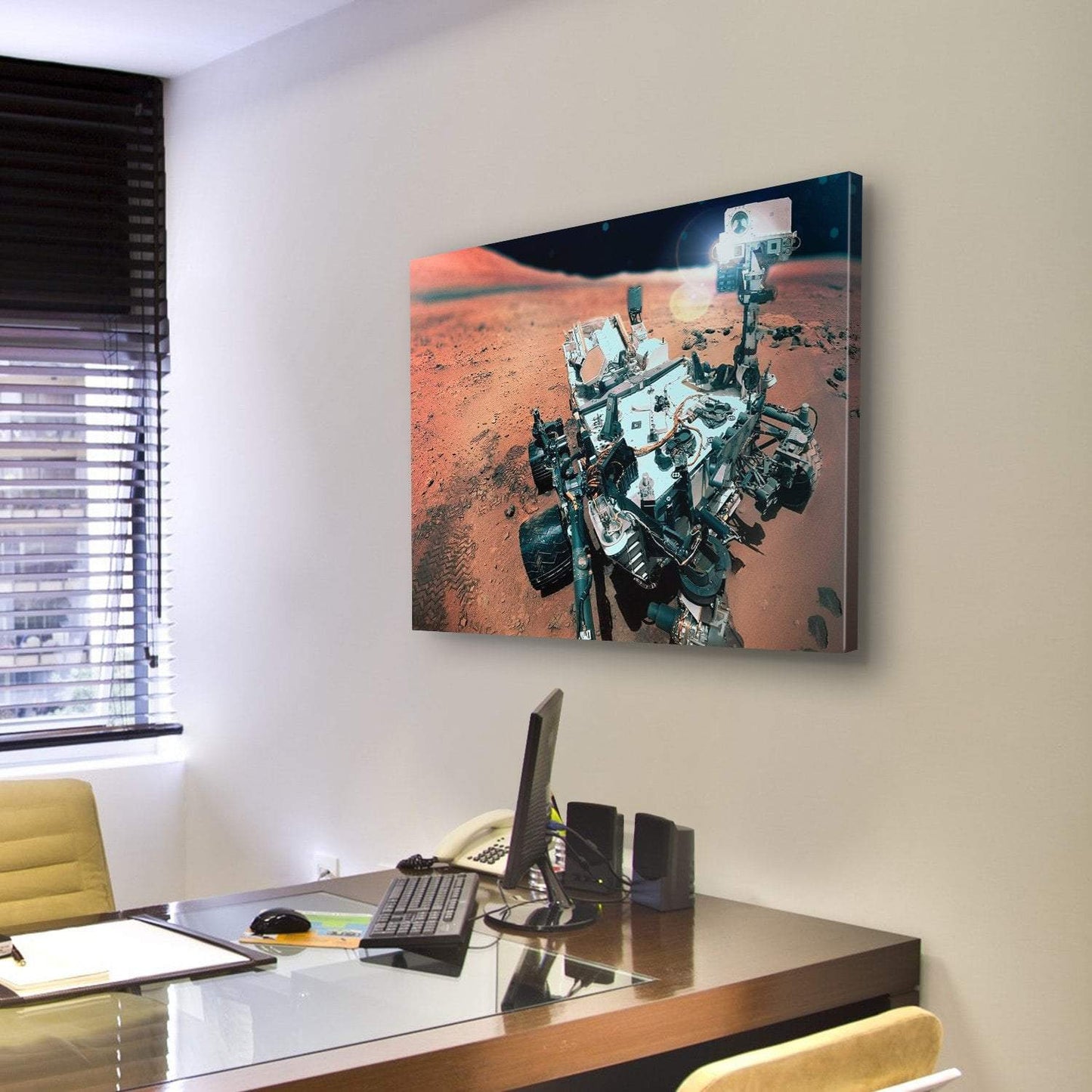 Rover On Mars Surface Canvas Wall Art-3 Horizontal-Gallery Wrap-25" x 16"-Tiaracle