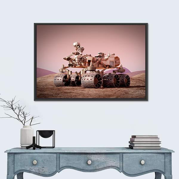 Rover On Planet Mars Canvas Wall Art-1 Piece-Floating Frame-24" x 16"-Tiaracle