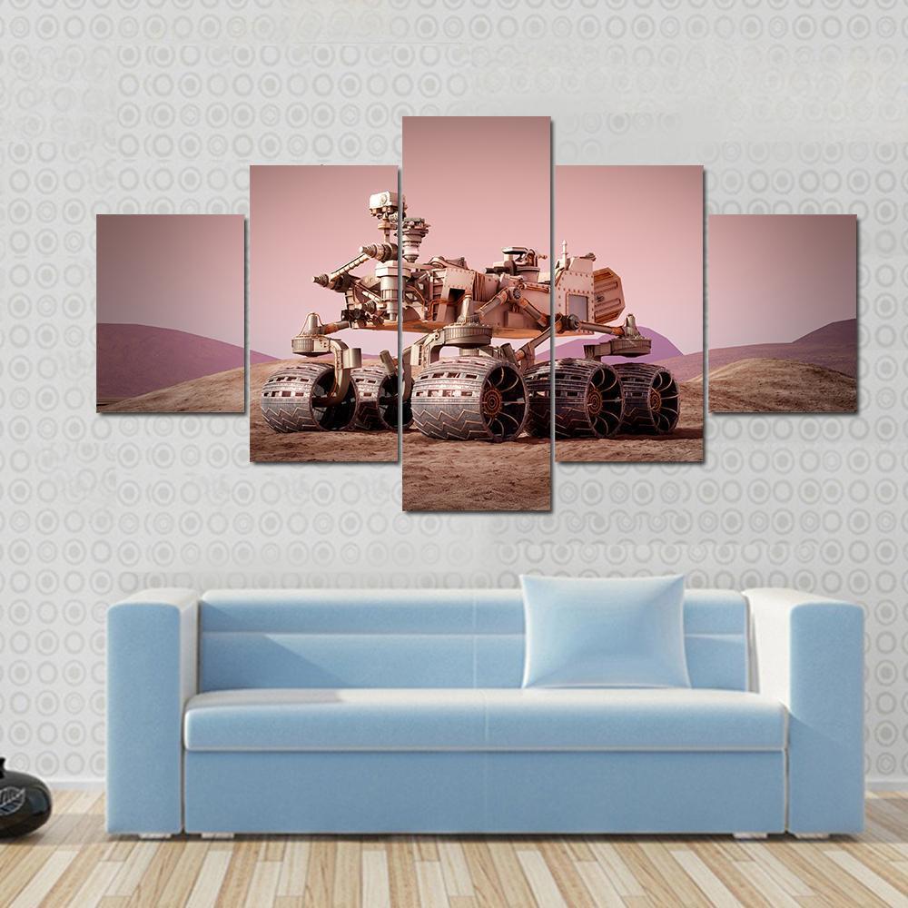 Rover On Planet Mars Canvas Wall Art-5 Star-Gallery Wrap-62" x 32"-Tiaracle