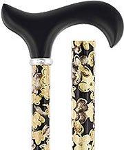 Scratch & Dent Black and Beige Flowers Adjustable Derby Walking Cane V1852