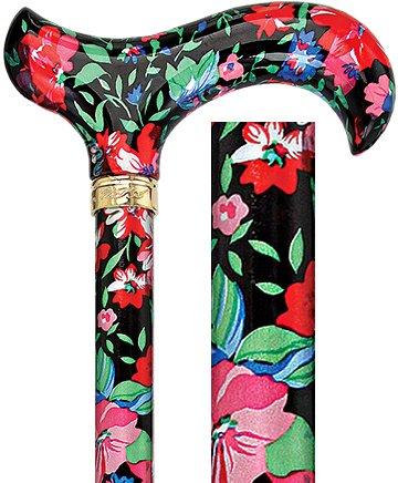 Scratch & Dent Moonlit Floral Derby-Handle Designer Adjustable Cane V1692