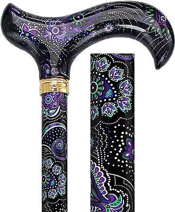 Scratch & Dent Purple Majesty Designer Adjustable Derby Walking Cane with Engraved Collar V1948