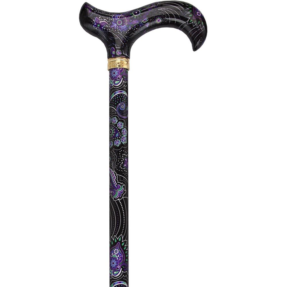 Scratch & Dent Purple Majesty Designer Adjustable Derby Walking Cane with Engraved Collar V1948