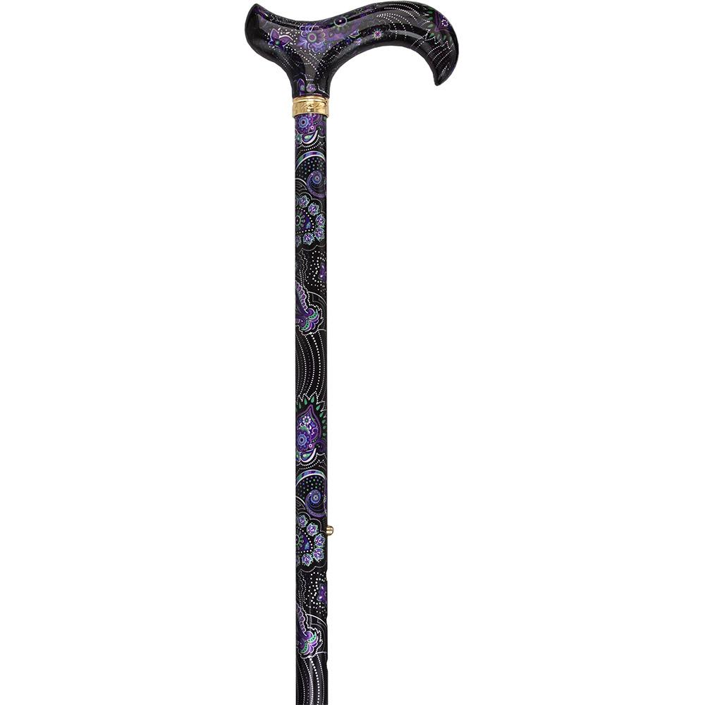 Scratch & Dent Purple Majesty Designer Adjustable Derby Walking Cane with Engraved Collar V1948