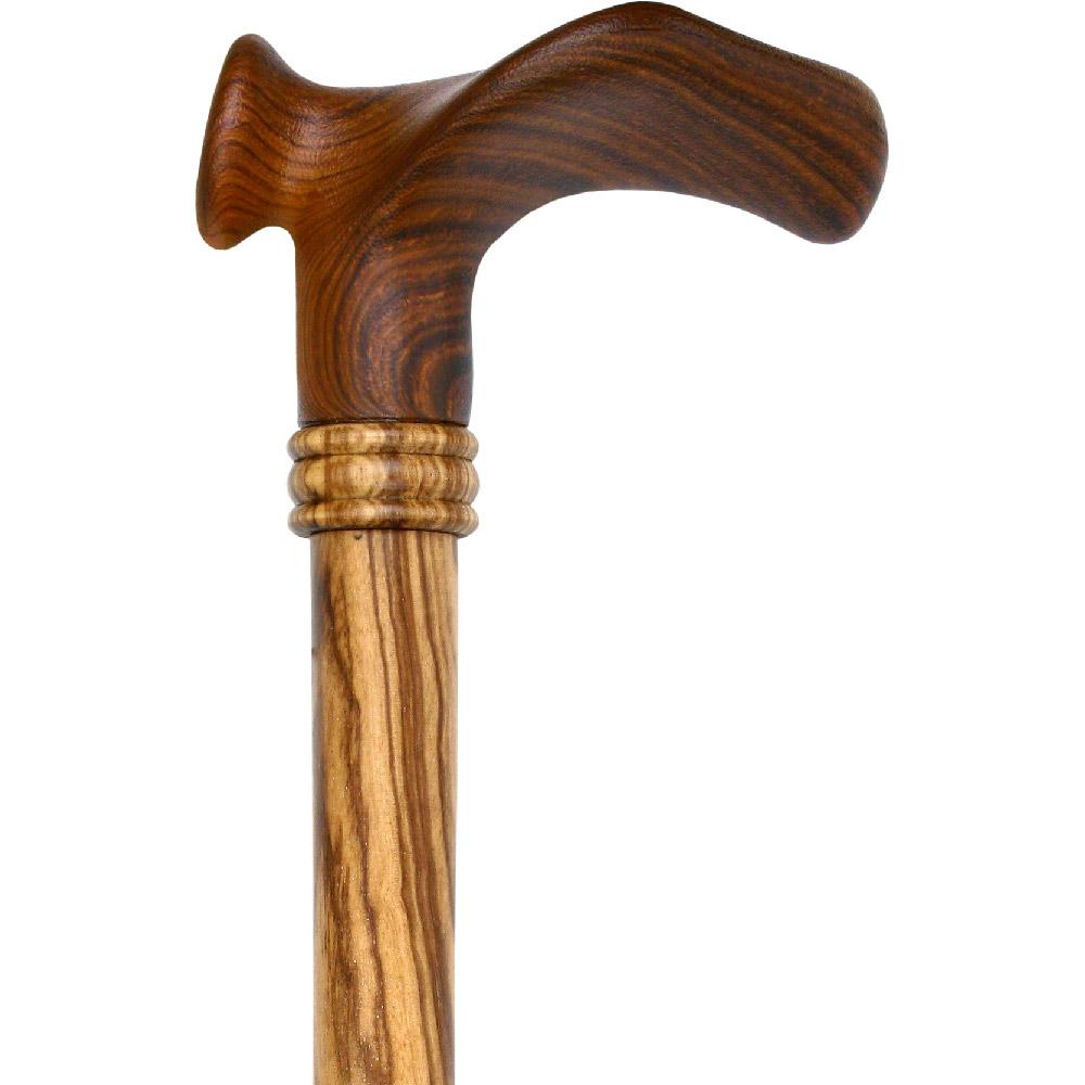 Scratch & Dent Contour Palm Grip Walking Cane With Zebrano Wood Shaft and Wooden Collar V1501