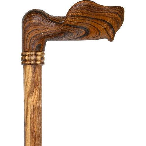 Scratch & Dent  Palm Grip Walking Cane With Zebrano Wood Shaft and Wooden Collar V1503