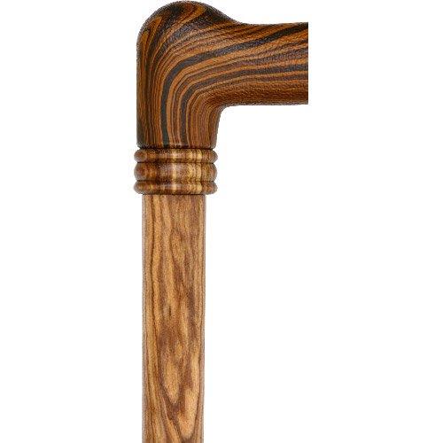 Scratch & Dent  Palm Grip Walking Cane With Zebrano Wood Shaft and Wooden Collar V1503