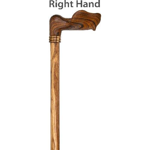 Scratch & Dent  Palm Grip Walking Cane With Zebrano Wood Shaft and Wooden Collar V1503