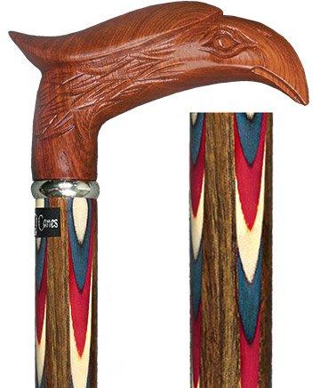 Scratch & Dent Colors Don't Run Eagle Handle Walking Cane With Inlaid Ovangkol Shaft and Silver Collar V1827