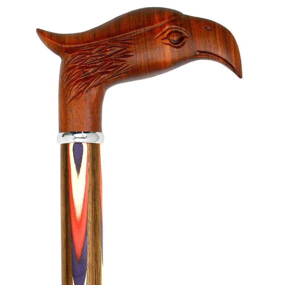 Scratch & Dent Colors Don't Run Eagle Handle Walking Cane With Inlaid Ovangkol Shaft and Silver Collar V1455