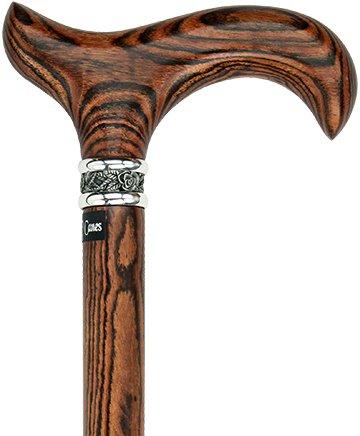 Scratch & Dent Derby Walking Cane With Genuine Bocote Wood Shaft and Pewter Rose V1509 Collar