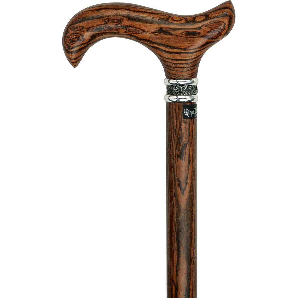 Scratch & Dent Derby Walking Cane With Genuine Bocote Wood Shaft and Pewter Rose Collar V1520