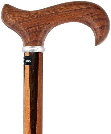 Scratch & Dent Rosewood w/ Inlaid Wenge Stripe Derby Walking Cane With Inlaid Rosewood Shaft And Silver Collar V1512