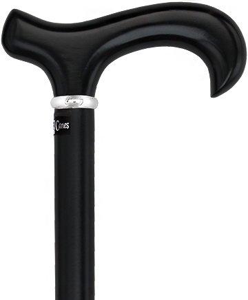 Scratch & Dent Royal Black Derby Walking Cane With Beechwood Shaft and Silver Collar V1706