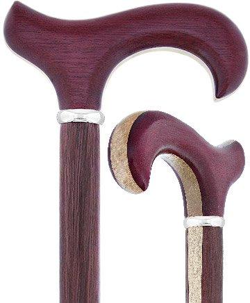 Scratch & Dent Exotic Inlay Wood Derby Handle Walking Cane with maple and Padauk Wood Shaft and Silver Collar V1525