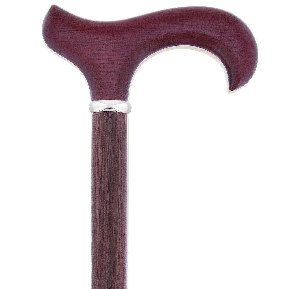 Scratch & Dent Exotic Inlay Wood Derby Handle Walking Cane with maple and Padauk Wood Shaft and Silver Collar V1525