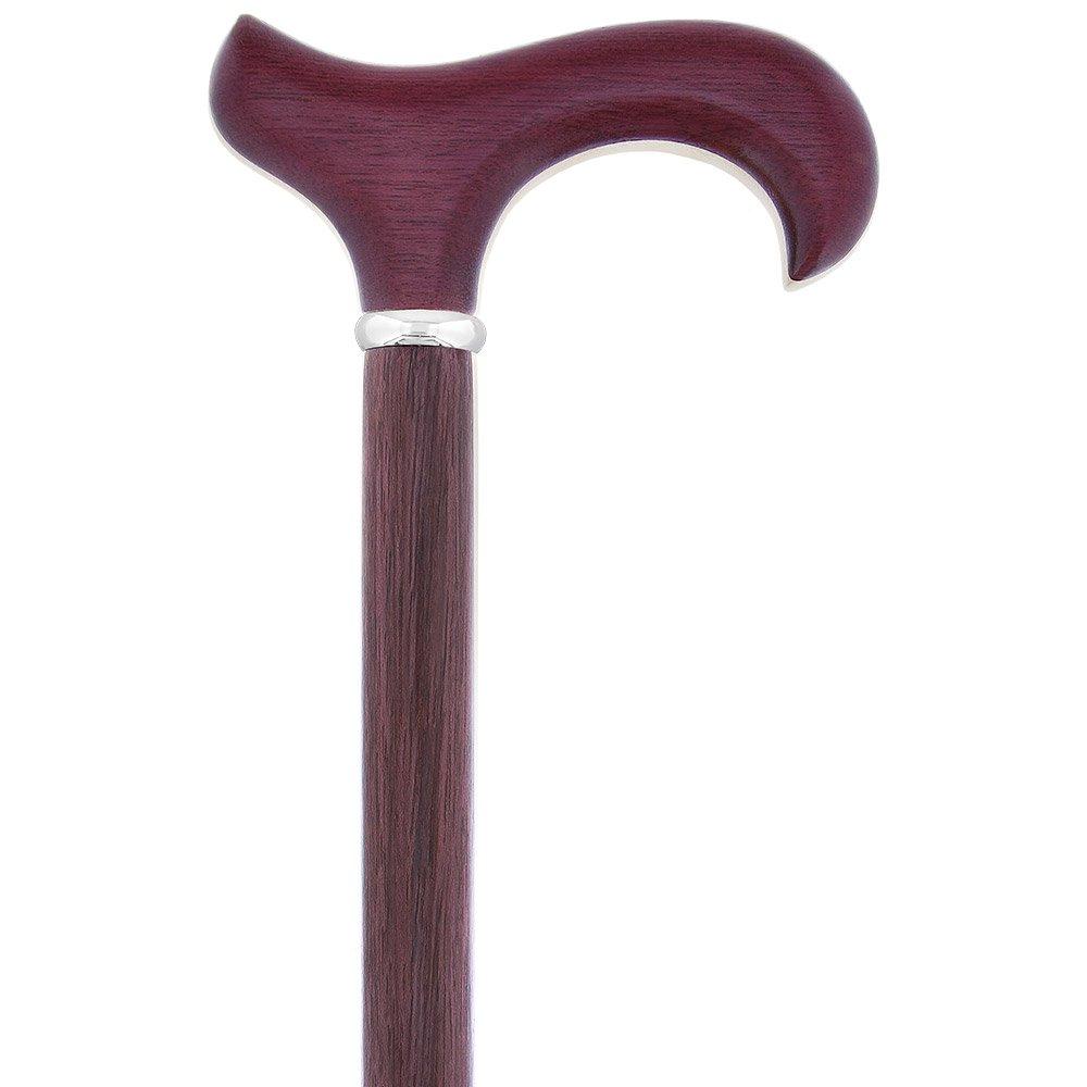 Scratch & Dent Exotic Inlay Wood Derby Handle Walking Cane with maple and Padauk Wood Shaft and Silver Collar V1525