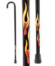 Scratch and Dent Extra Tall 42 Inches - House Flame Tourist Walking Cane - Black Beechwood Shaft V1933