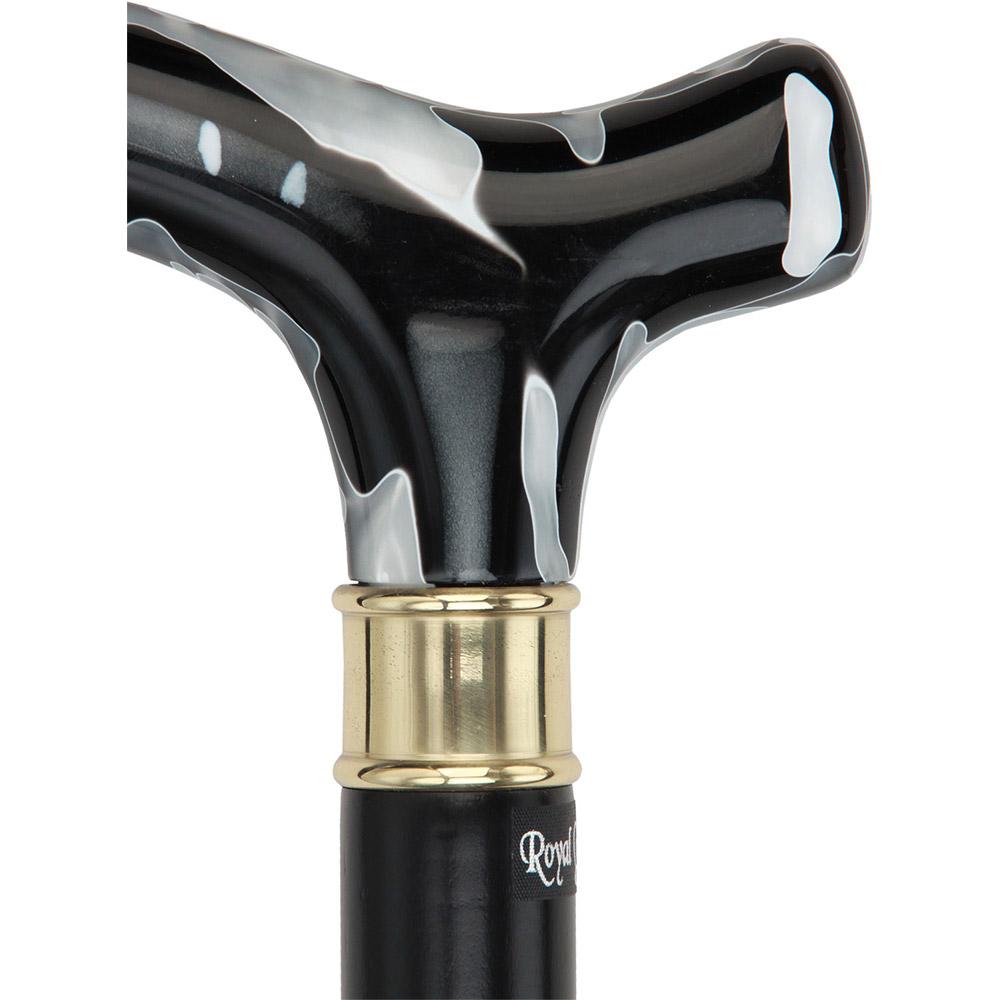 Scratch & Dent Extra Long, Super Strong Black Onyx Derby Walking Cane With Black Beechwood Shaft and Brass Collar V1528