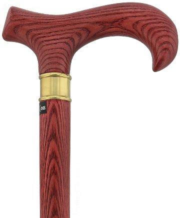 Scratch & Dent - Extra Long, Super Strong Mahogany Derby Walking Cane With Ash Wood Shaft and Brass Collar V1454