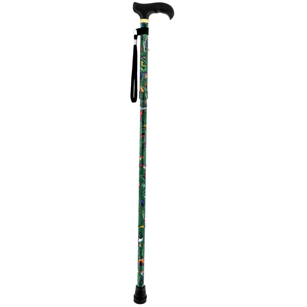 Scratch & Dent American Songbird Folding Adjustable Designer Derby Walking Cane w/ Engraved Collar V1769