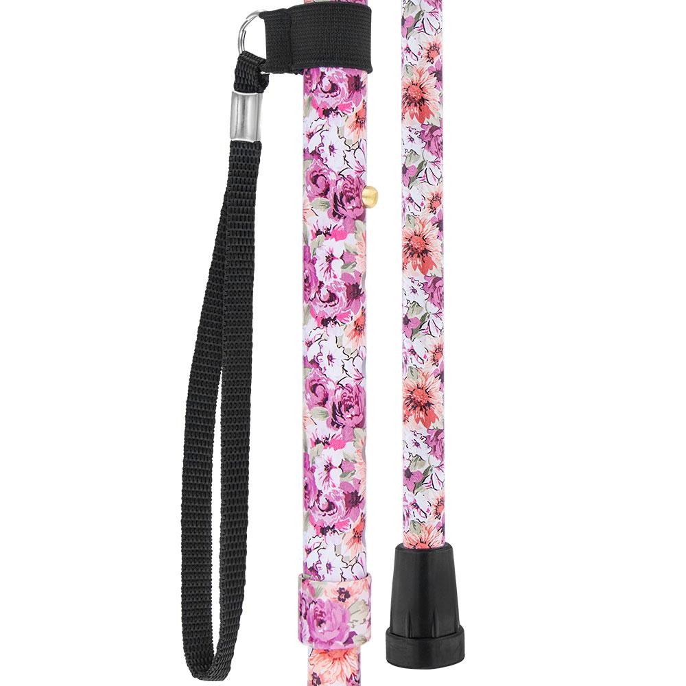 Scratch & Dent Daisy Meadows Designer Folding Adjustable Derby Walking Cane with Engraved Collar V1770