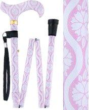 Scratch & Dent Pink Pastel Rose Folding Adjustable Derby Walking Cane with Engraved Collar V1764