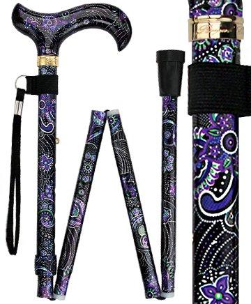 Scratch & Dent Purple Majesty Folding Adjustable Designer Derby Walking Cane with Engraved Collar V1783