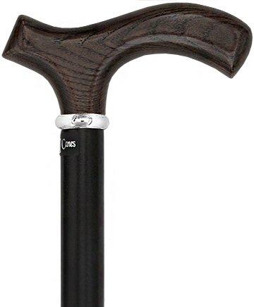 Scratch & Dent Black Ash Fritz Walking Cane With Black Beechwood Shaft and Silver Collar V1488