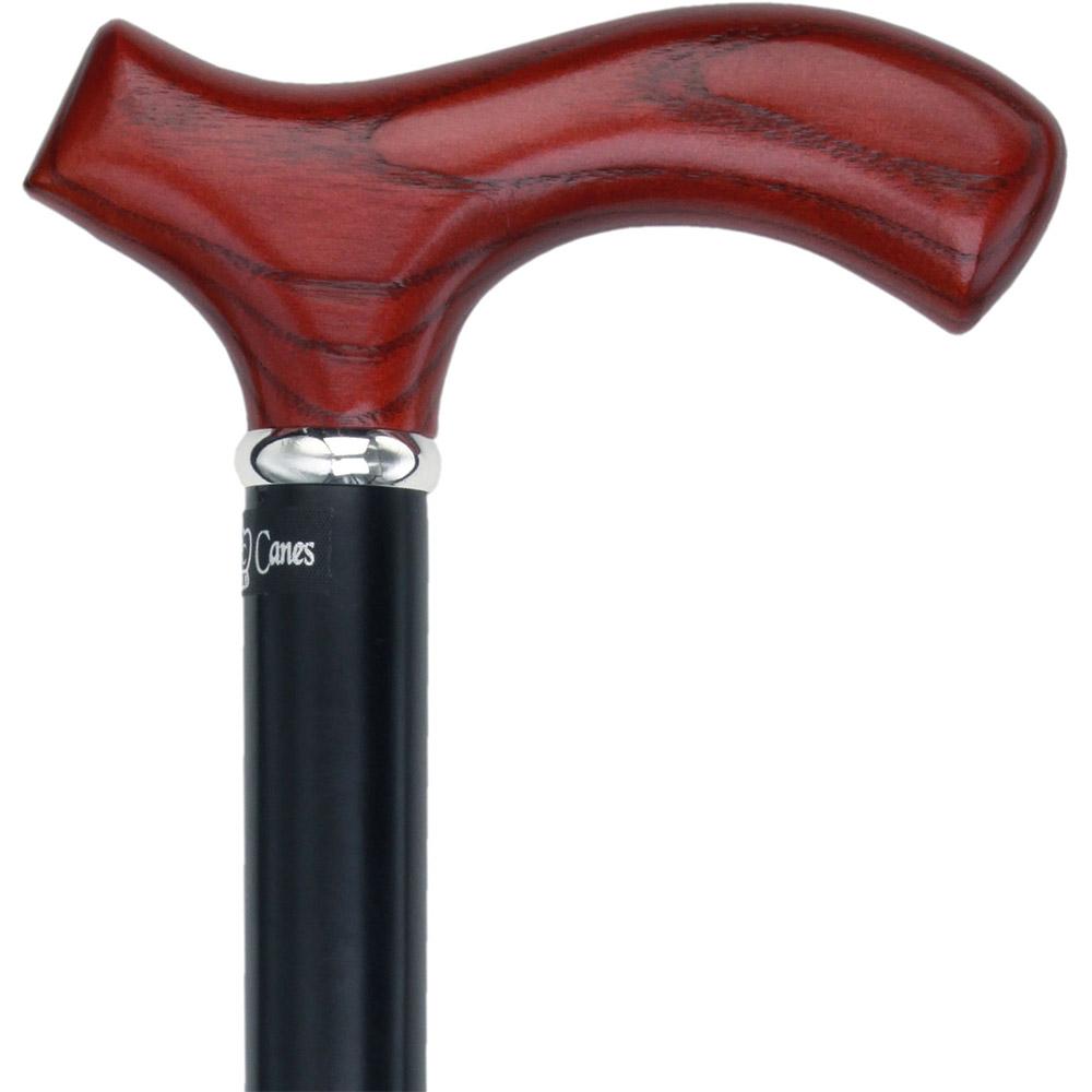 Scratch & Dent Genuine Mahogany Ash Fritz Walking Cane w/ Black Beechwood Shaft & Silver Collar V1707