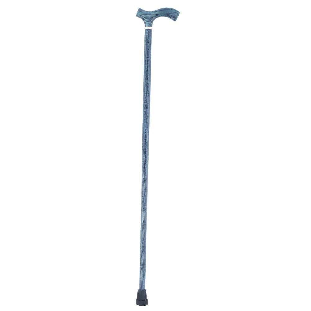 Scratch & dent Blue Denim Frtiz Handle Walking Cane with Ash Wood Shaft and Silver Collar V1583