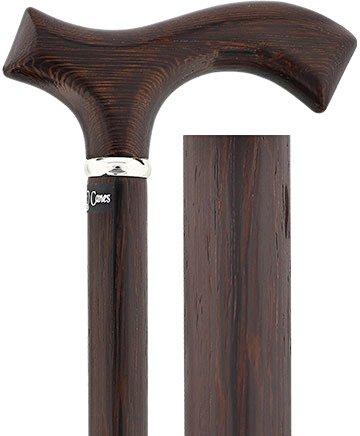 Scratch and Dent Wenge Fritz Handle Walking Cane with Genuine Wenge Wood Shaft and Silver Collar V1893