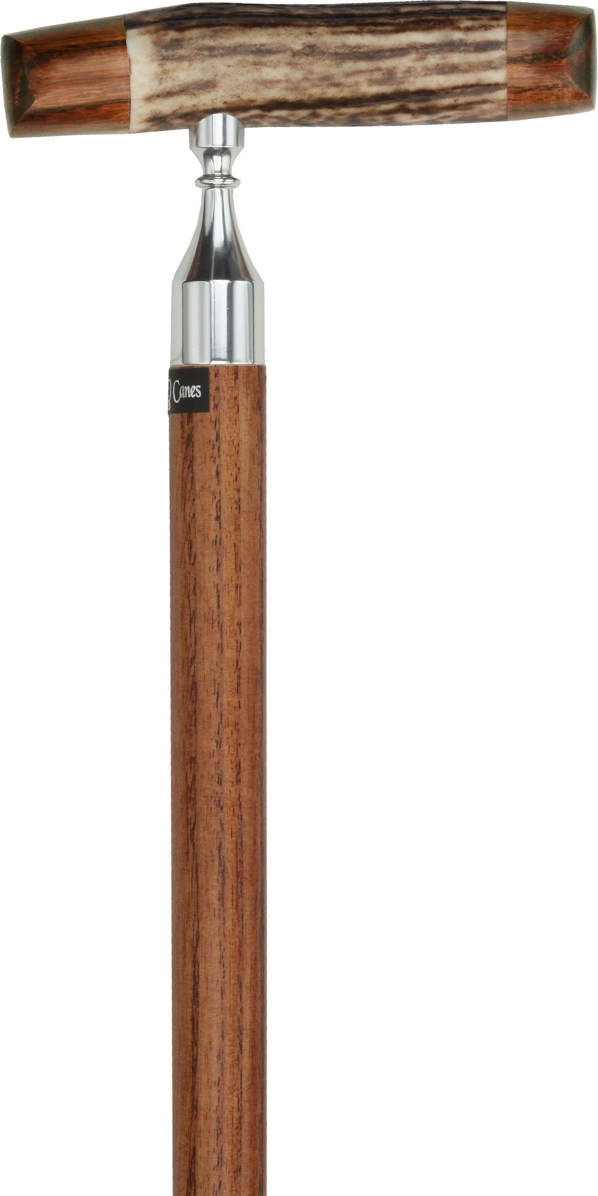 Scratch & Dent Stag Horn Handle Walking Cane With Ash Shaft and Silver Mount V1476