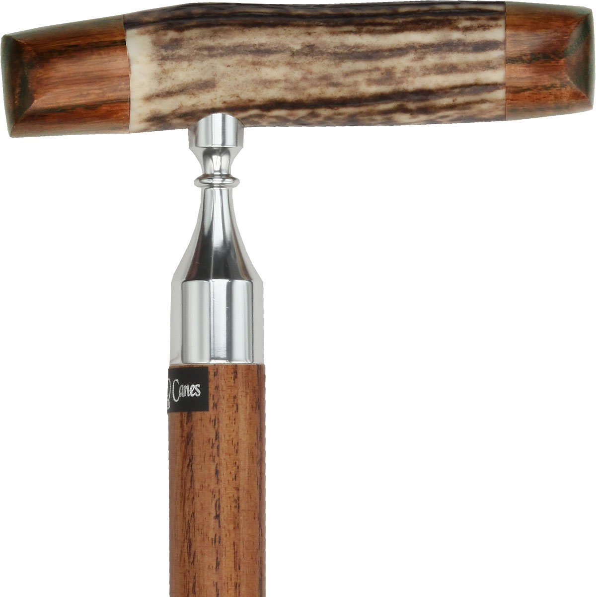 Scratch & Dent Stag Horn Handle Walking Cane With Ash Shaft and Silver Mount V1476