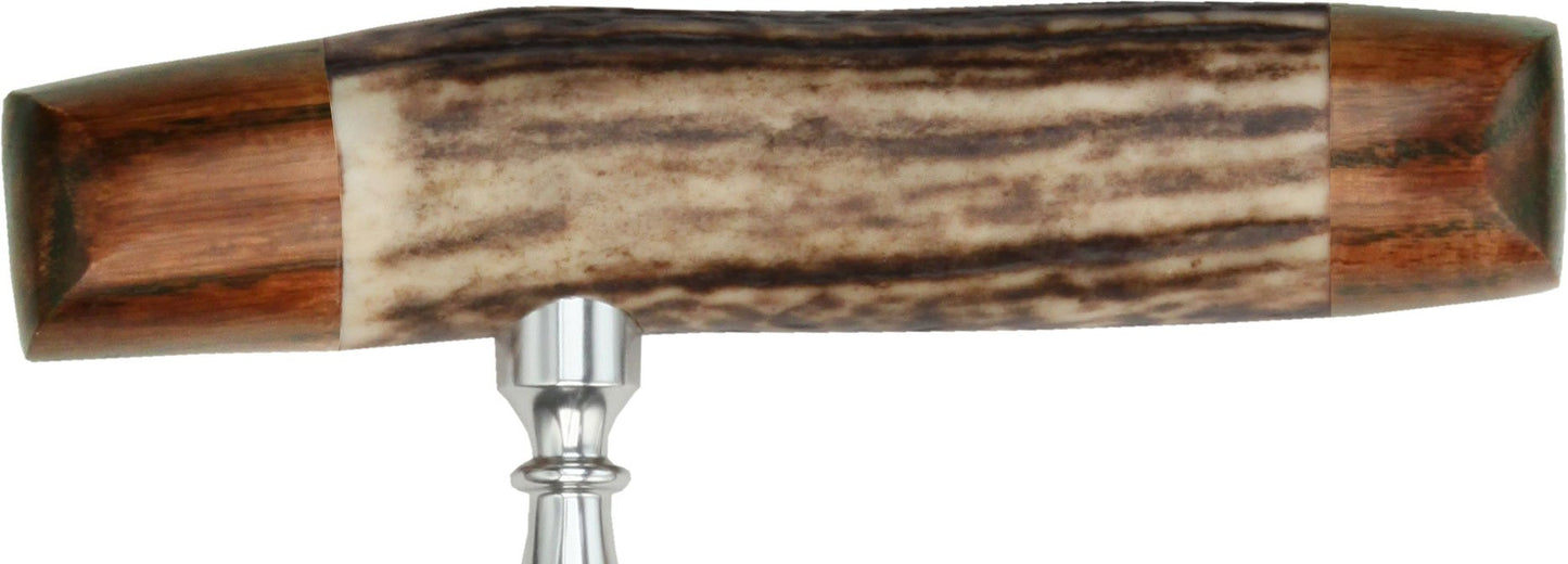 Scratch & Dent Stag Horn Handle Walking Cane With Ash Shaft and Silver Mount V1476