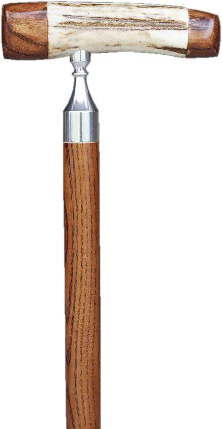 Scratch & Dent Stag Horn Handle Walking Cane With Ash Shaft and Silver Mount V1476