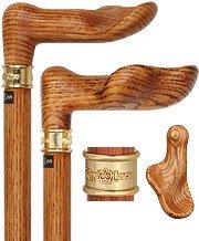 Scratch & Dent Oak Palm Grip Walking Cane With Oak wood Shaft and Brass Collar V1493