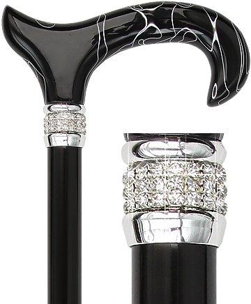 Scratch & Dent Black Pearlz Designer Adjustable Cane  V1949