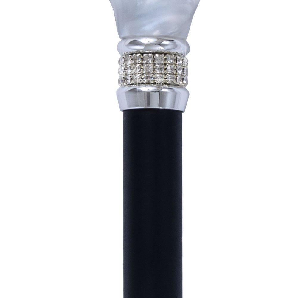 Scratch & Dent Black & White Pearlz with Rhinestone Collar and Black Adjustable Shaft V1942