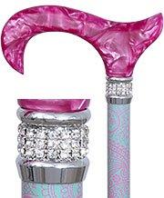 Scratch & Dent  Elegant Floral Blossom, Pink Pearlz Rhinestone Designer Adjustable Cane V1976