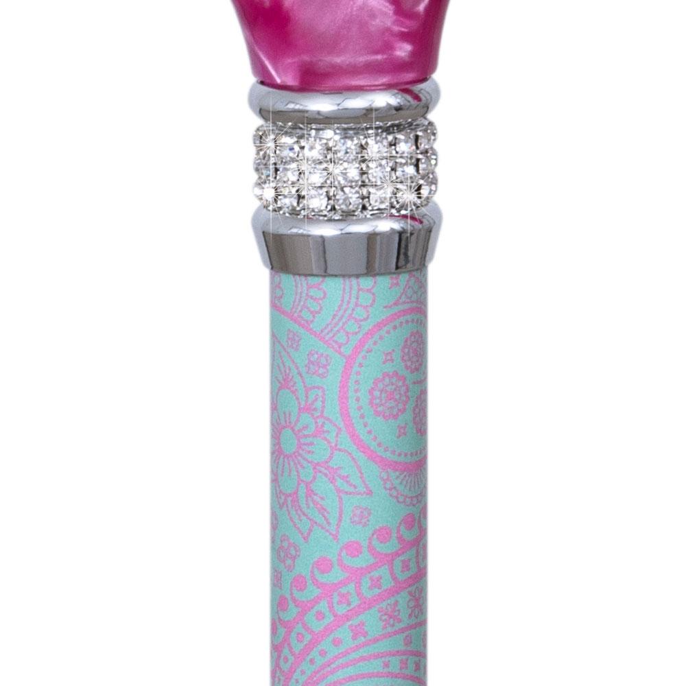 Scratch & Dent  Elegant Floral Blossom, Pink Pearlz Rhinestone Designer Adjustable Cane V1976