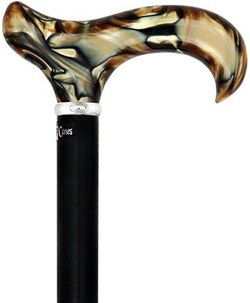 Scratch & Dent Golden Sienna Derby Walking Cane With Black Beechwood Shaft and Silver Collar V1508