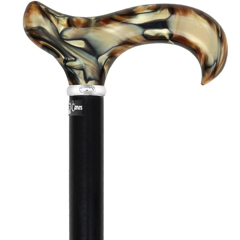 Scratch & Dent Golden Sienna Derby Walking Cane With Black Beechwood Shaft and Silver Collar V1508