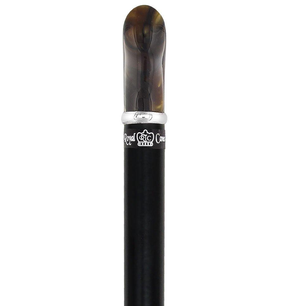 Scratch & Dent Golden Sienna Derby Walking Cane With Black Beechwood Shaft and Silver Collar V1508