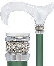 Scratch & Dent Lucky Green Pearlz w/ Rhinestone Collar Green Designer Adjustable Cane V1669