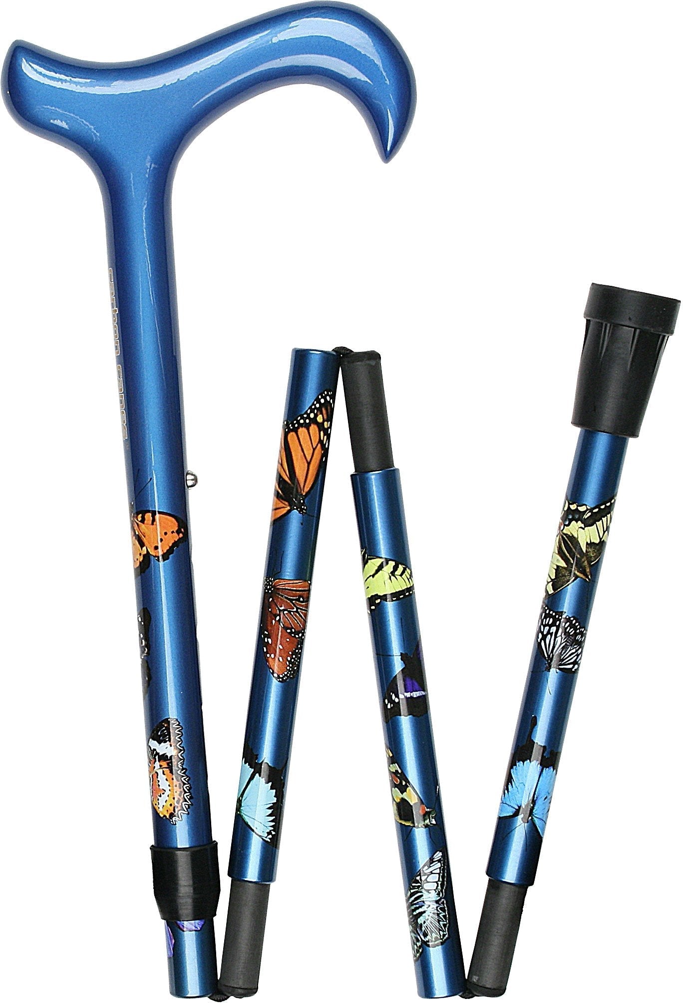 Scratch & Dent Folding Carbon Butterfly Derby Walking Cane With Adjustable Carbon Fiber Shaft V1855